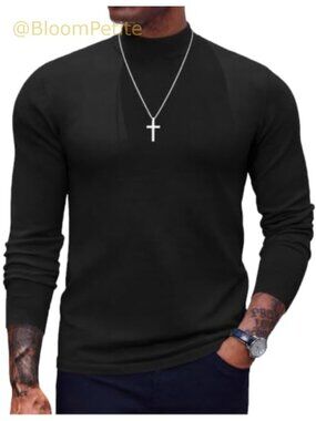 Mock Turtleneck Knitted Pullover Sweater Lightweight Thermal